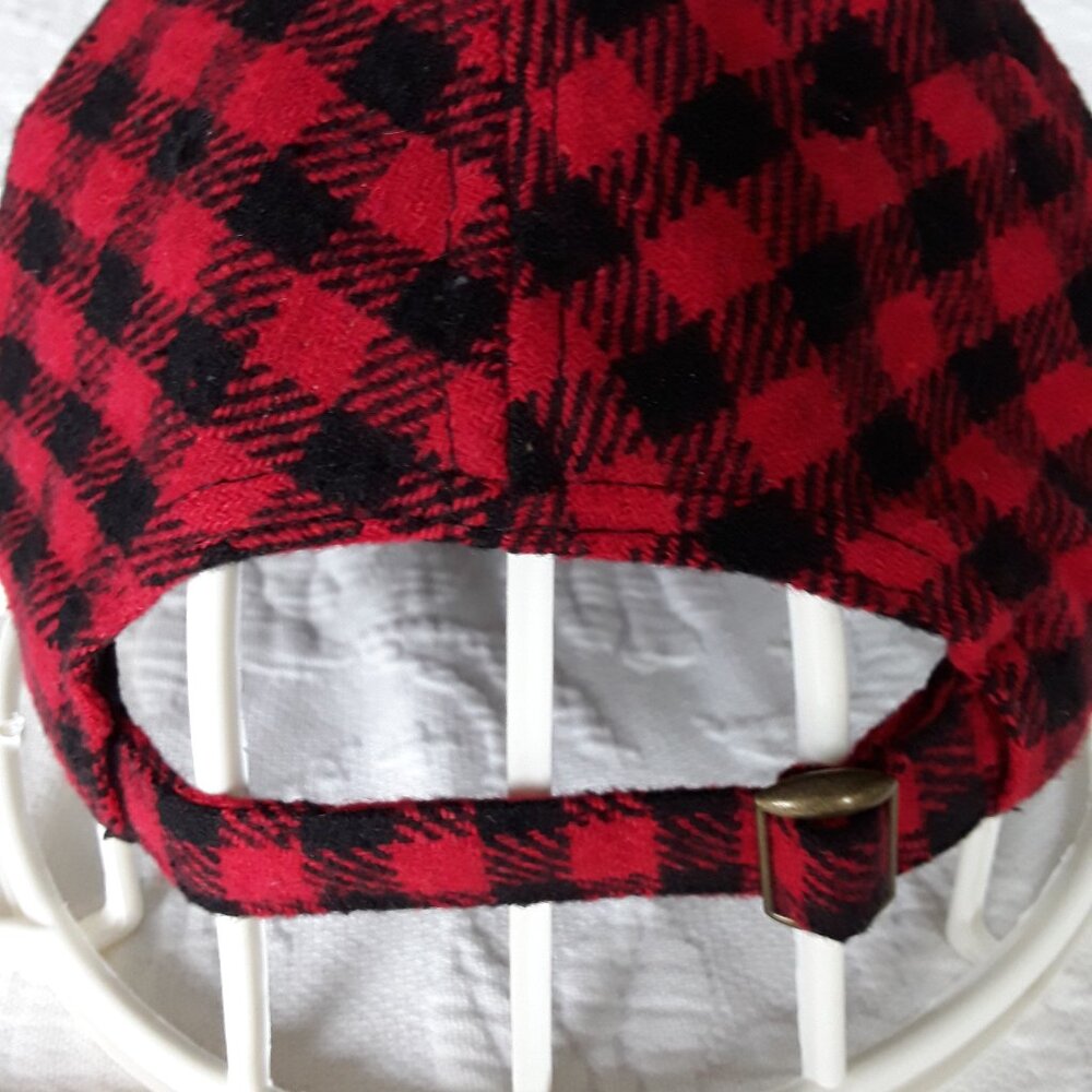 Red & Black Buffalo Check Flannel Baseball Cap - Picture 2 of 6